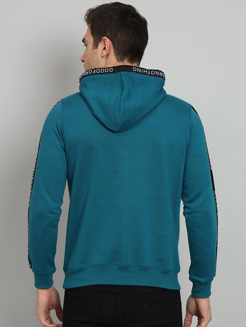 men teal fleece chest print sweatshirt - 20377744 - Standard Image - 2