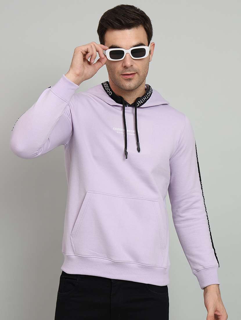 mem lavender fleece chest print sweatshirt