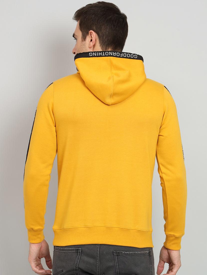 men mustard fleece chest print sweatshirt - 20377747 - Standard Image - 2