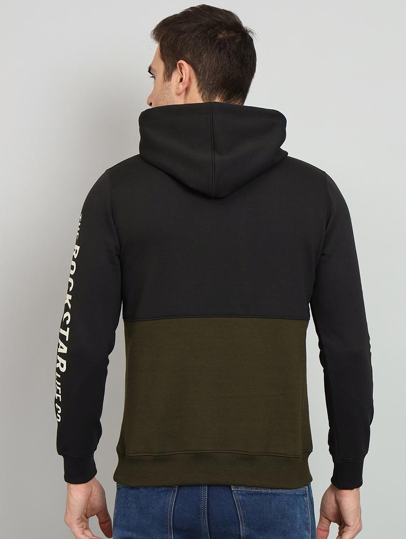 men black color block fleece sweatshirt - 20377749 - Standard Image - 2