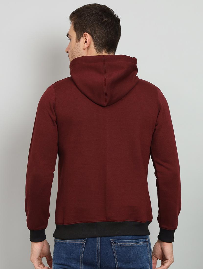 men maroon hooded fleece sweatshirt - 20377750 - Standard Image - 2