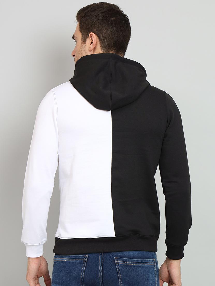 men black color block hooded fleece sweatshirt - 20377753 - Standard Image - 2