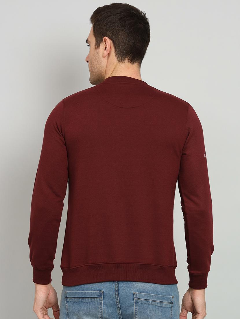 men maroon fleece chest print sweatshirt - 20377754 - Standard Image - 2