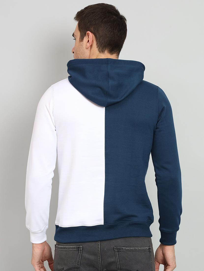 men teal color block hooded sweatshirt - 20377755 - Standard Image - 2