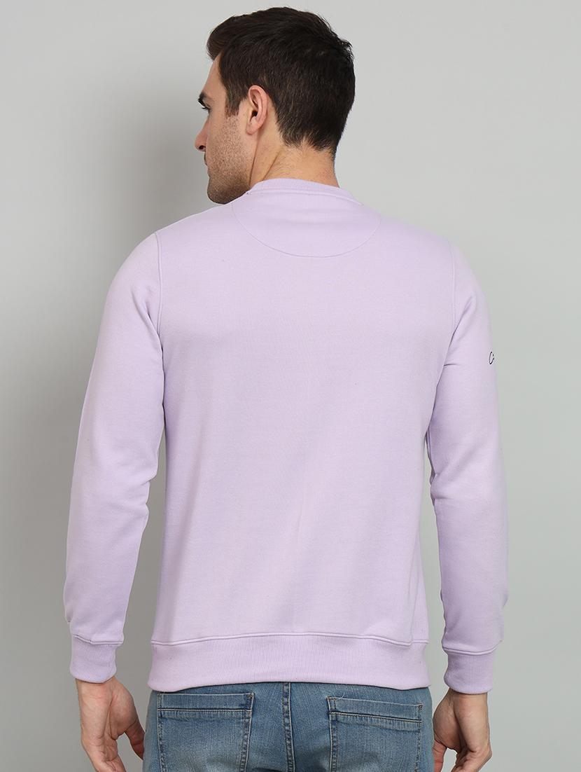 men typographic print lavender fleece sweatshirt - 20377756 - Standard Image - 2