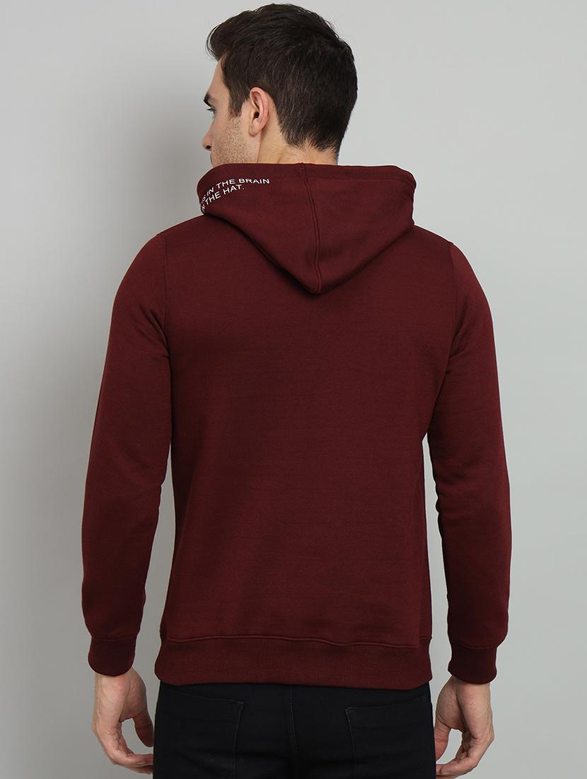 men maroon fleece placement print sweatshirt - 20377757 - Standard Image - 2