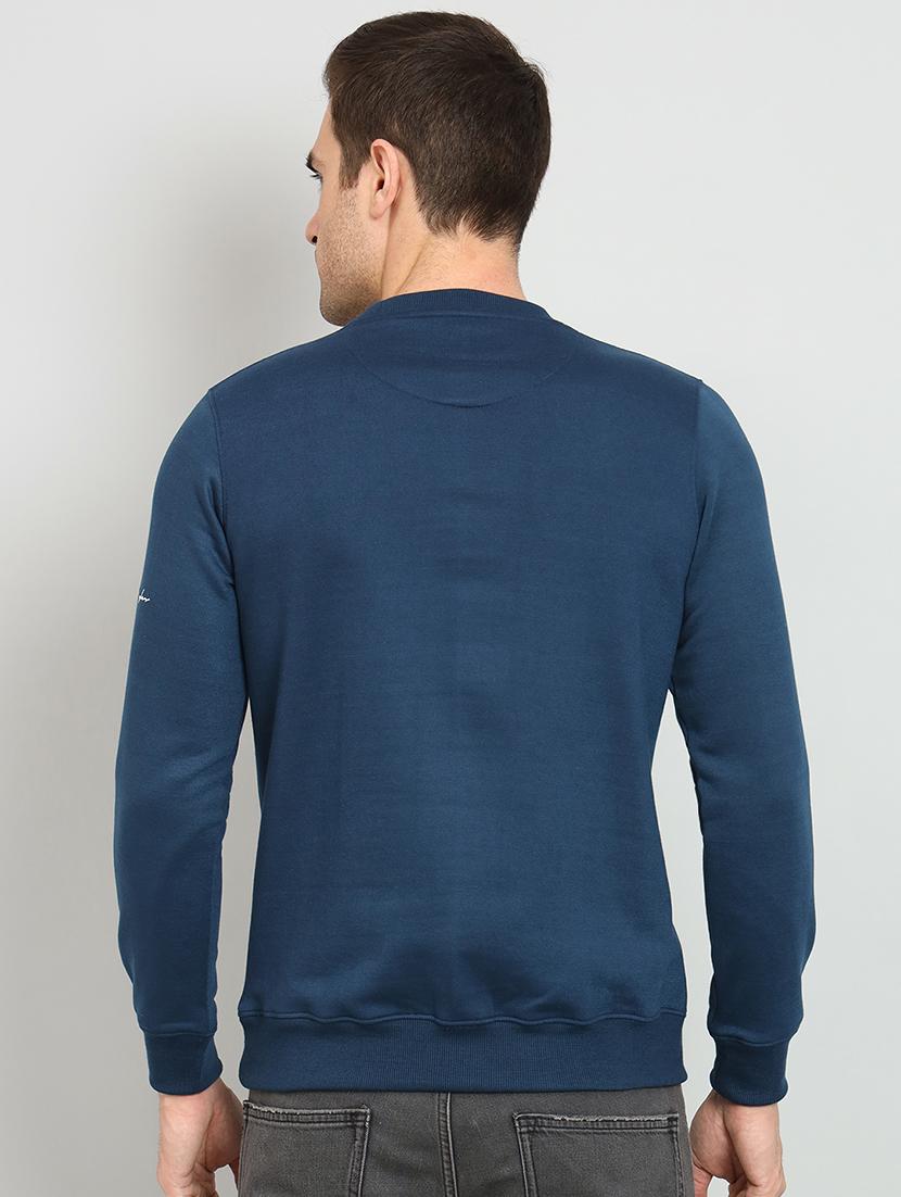 blue round neck chest print sweatshirt - 20377762 - Standard Image - 2