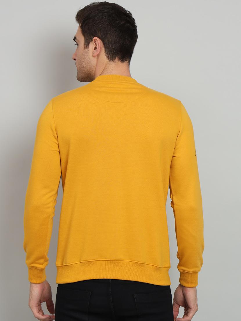men mustard fleece chest print sweatshirt - 20377764 - Standard Image - 2