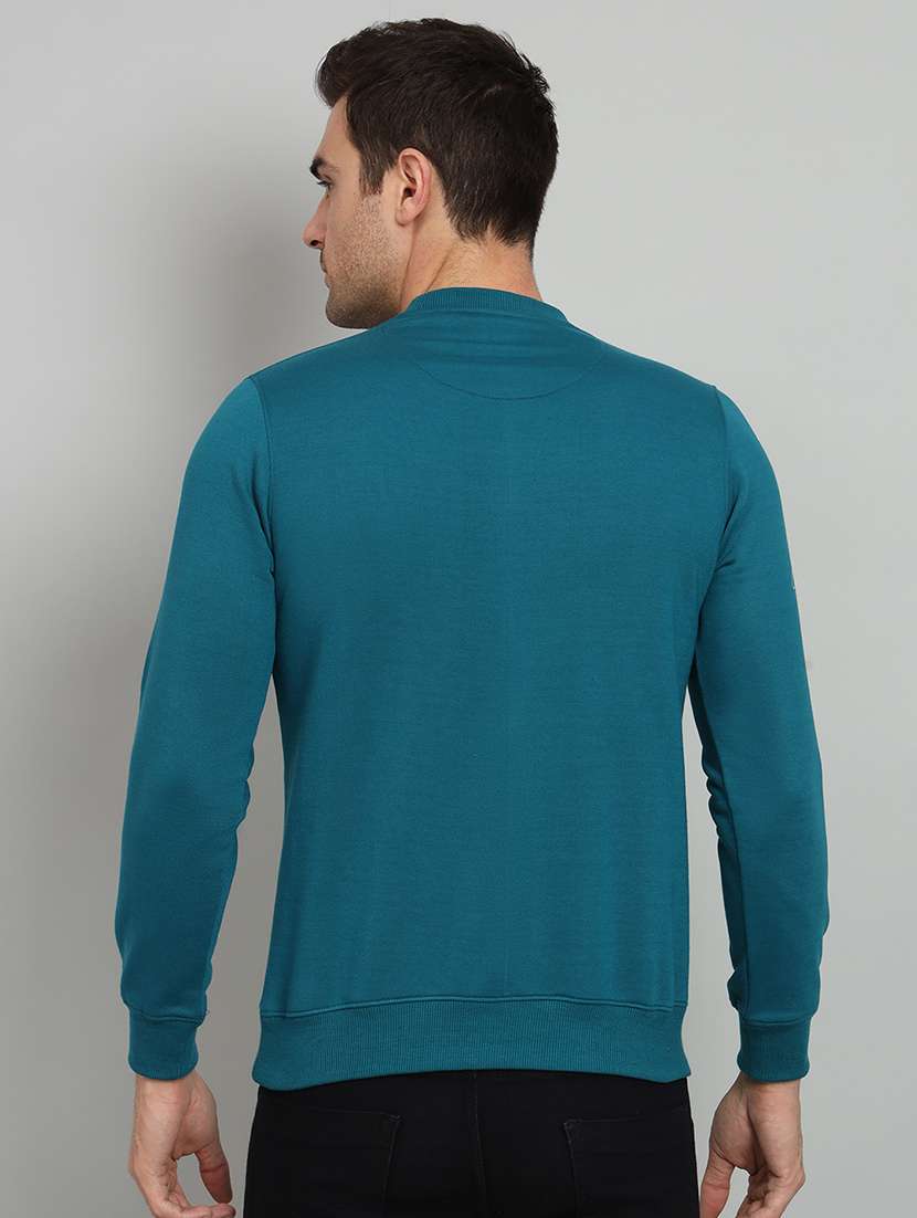 men blue fleece chest print sweatshirt - 20377766 - Standard Image - 2
