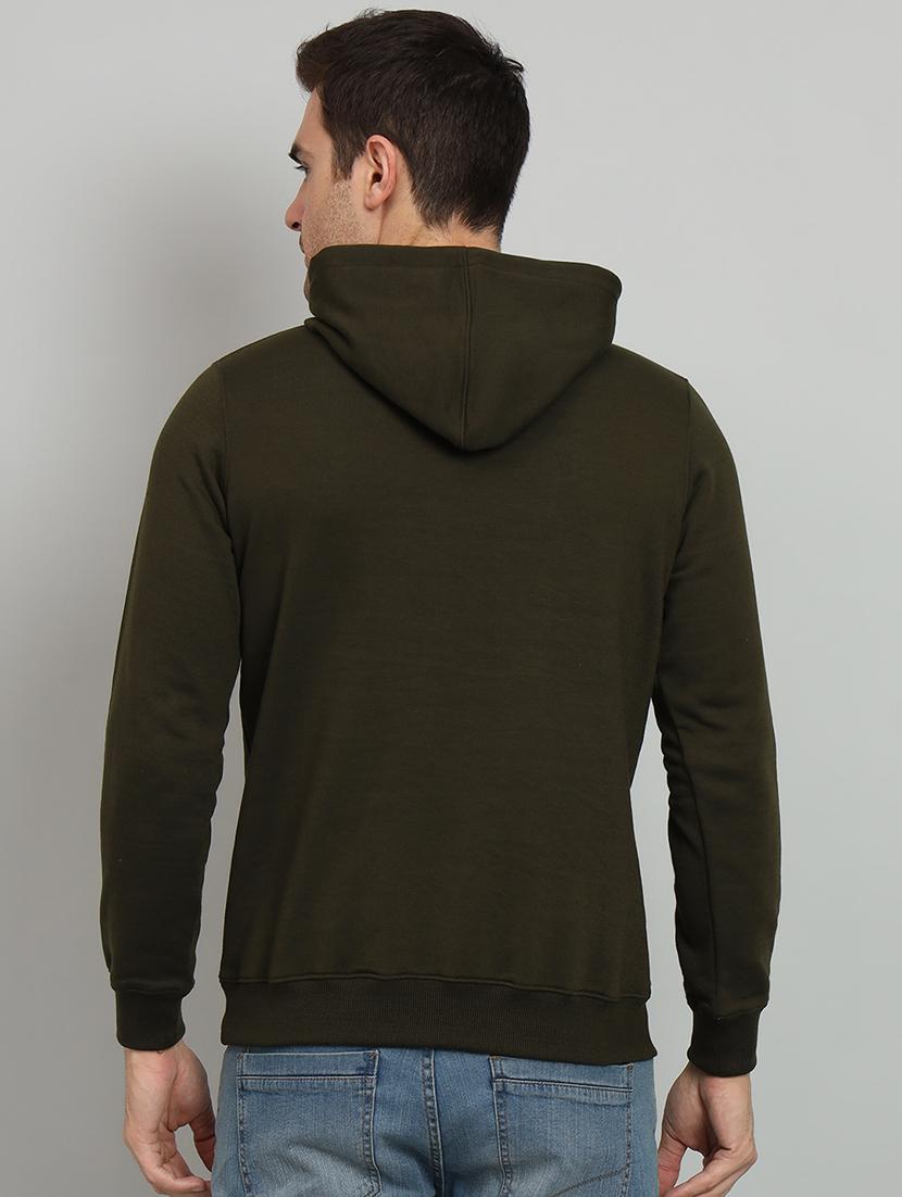 men olive fleece chest print sweatshirt - 20377770 - Standard Image - 2