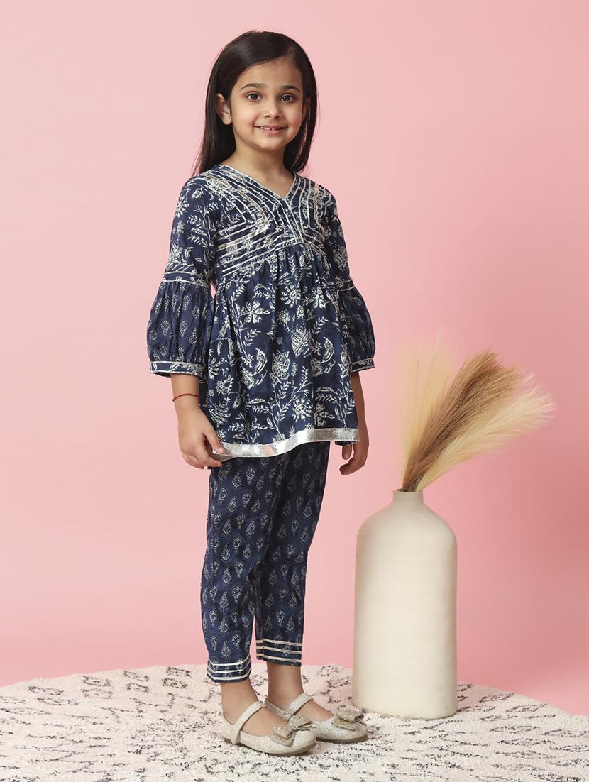 floral printed kurta pant with gotta work - 20381535 - Standard Image - 2