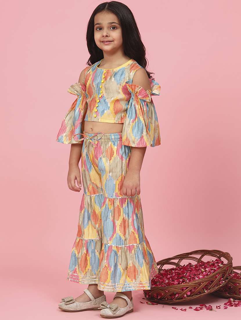 multi colored printed kurta sharara set - 20381551 -  Standard Image - 2