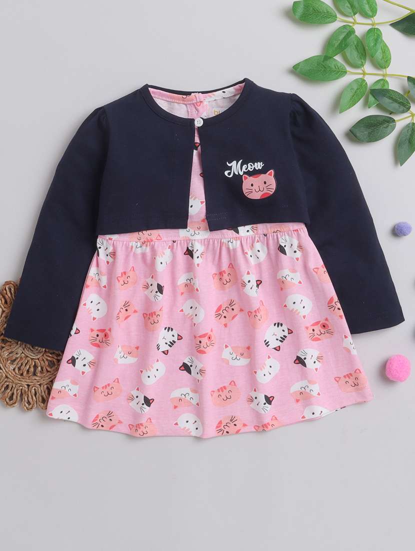 girls round neck long sleeves frock