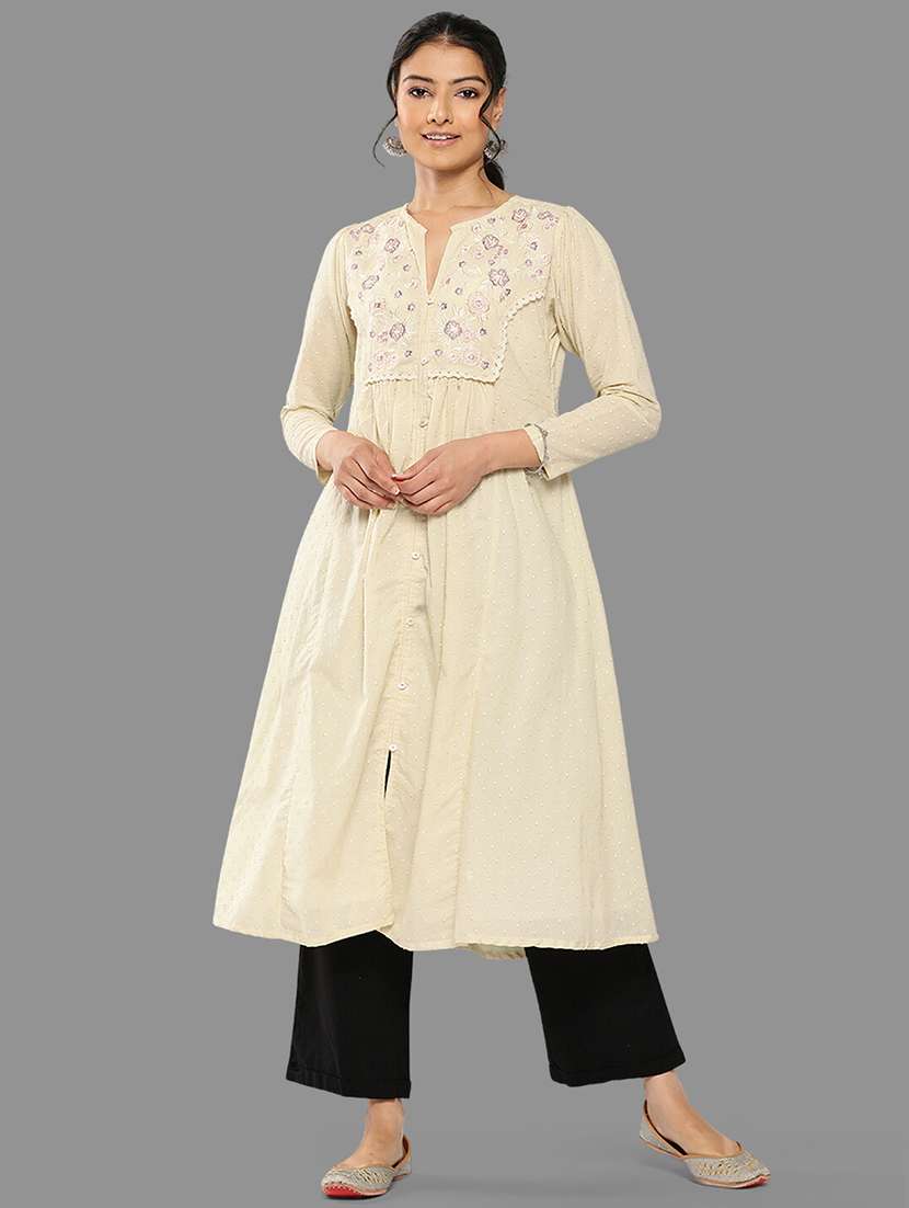 white cotton flared kurta