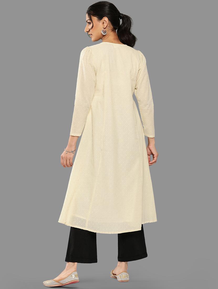 white cotton flared kurta - 20381681 - Standard Image - 2