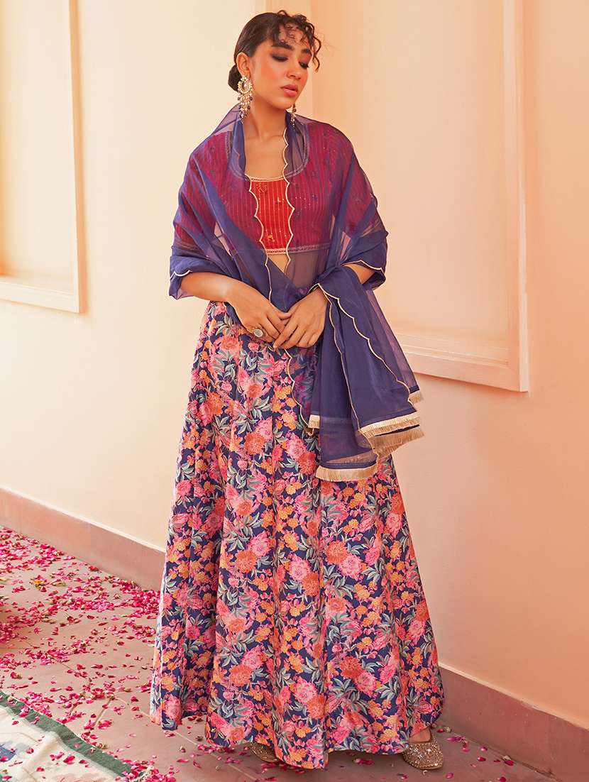 women blue stitched lehenga choli