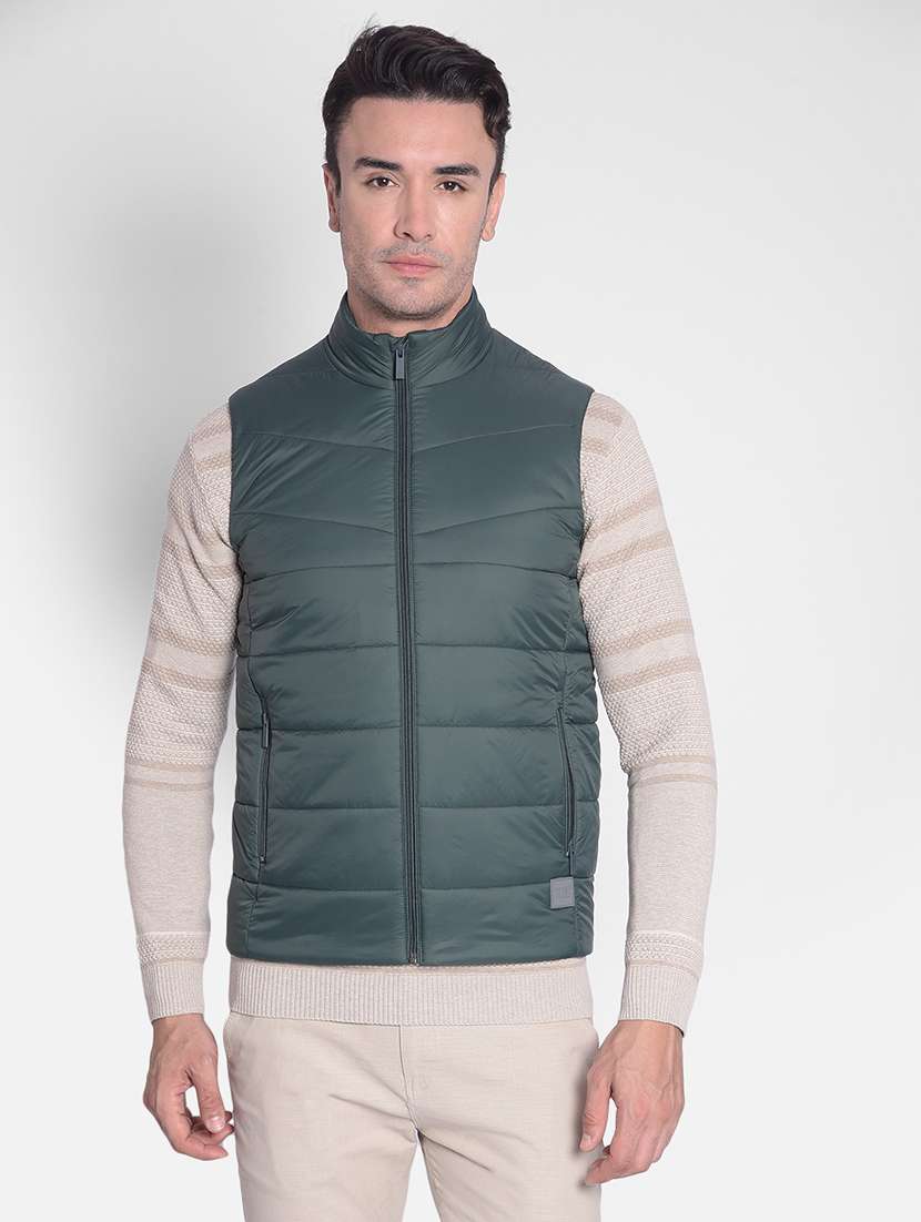 men charcoal colored sleeveless polyester casual jacket - 20381765 - Zoom Image - 0