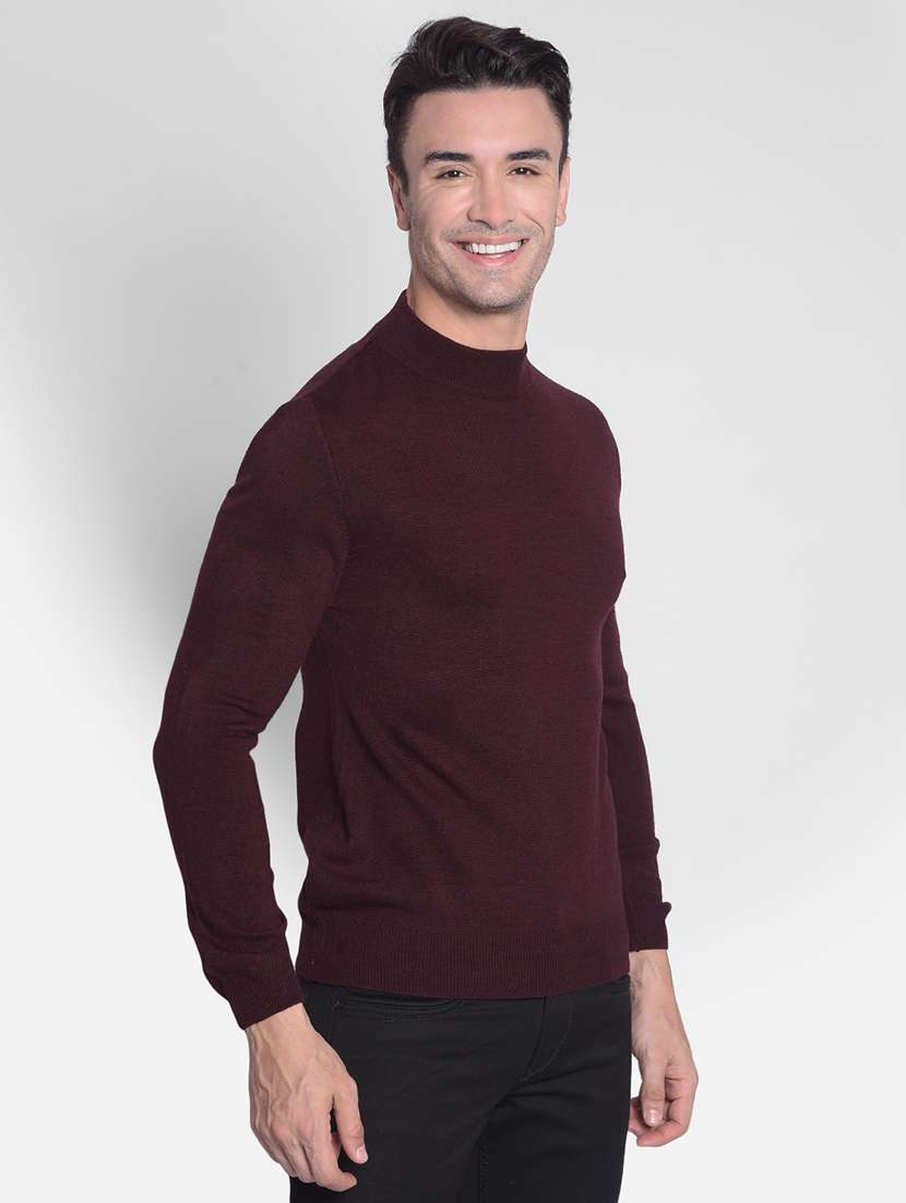 men maroon acrylic pullover - 20381796 -  Standard Image - 2