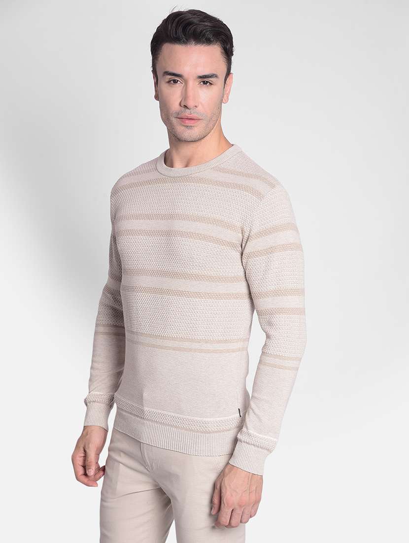 men beige cotton pullover - 20381805 -  Standard Image - 2