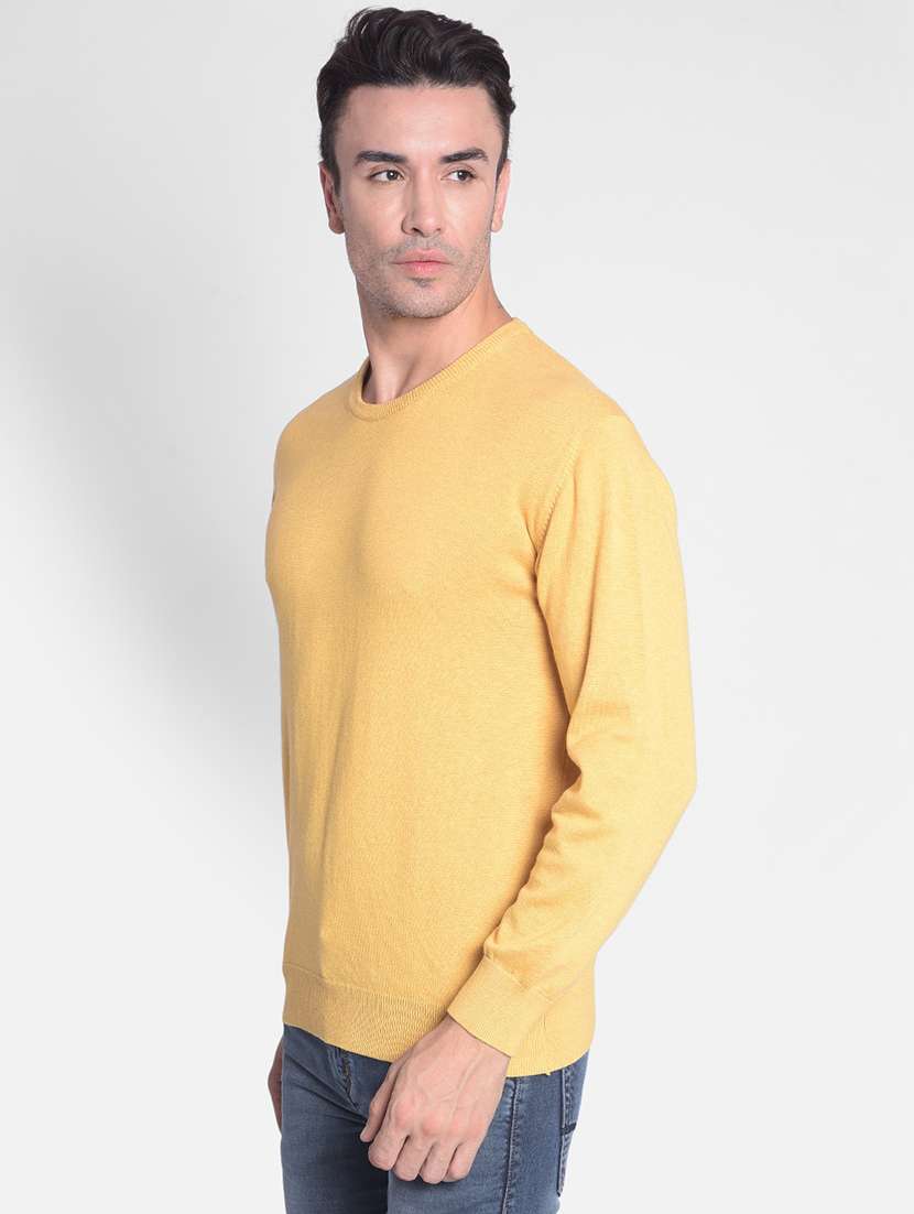 men mustard cotton pullover - 20381810 -  Standard Image - 2
