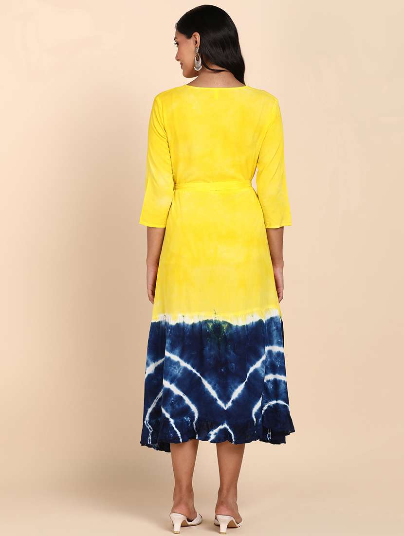 yellow tie & dye a-line dress - 20381814 -  Standard Image - 2