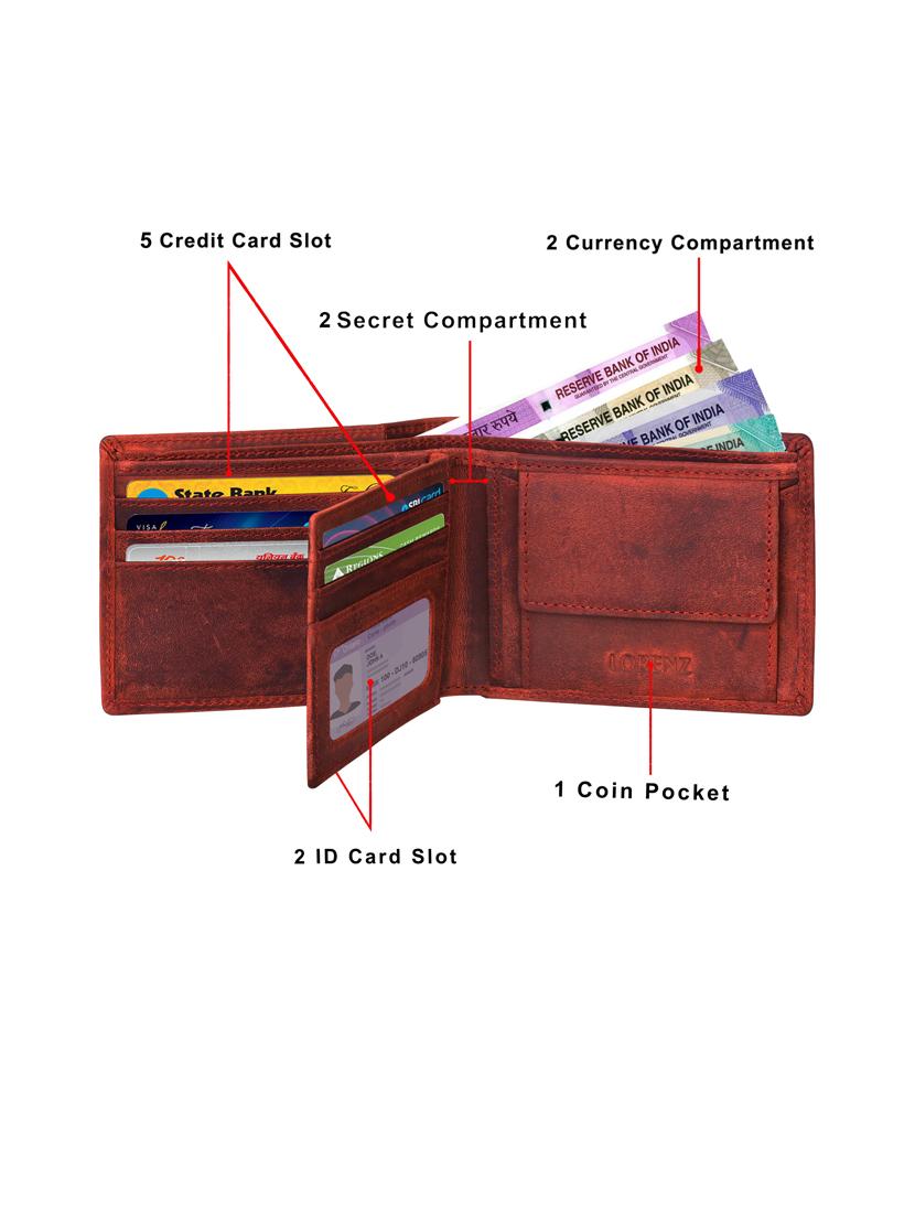 maroon genuine leather wallet - 20381888 - Standard Image - 2