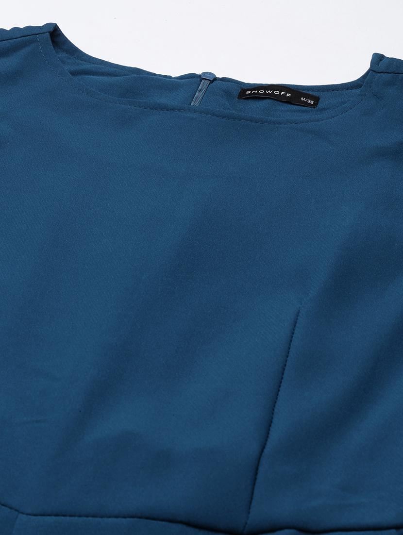 teal cotton 3/4 th jumpsuit - 20382739 - Standard Image - 7