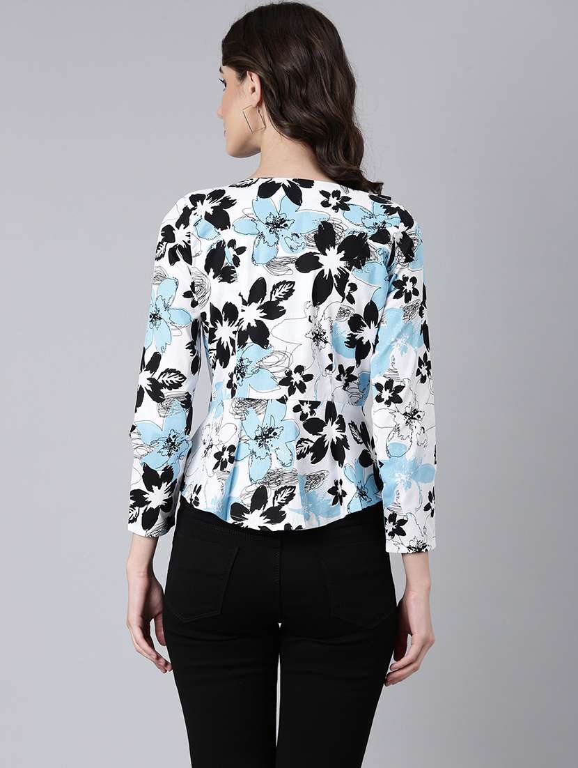 white floral single breasted blazer - 20382850 -  Standard Image - 2