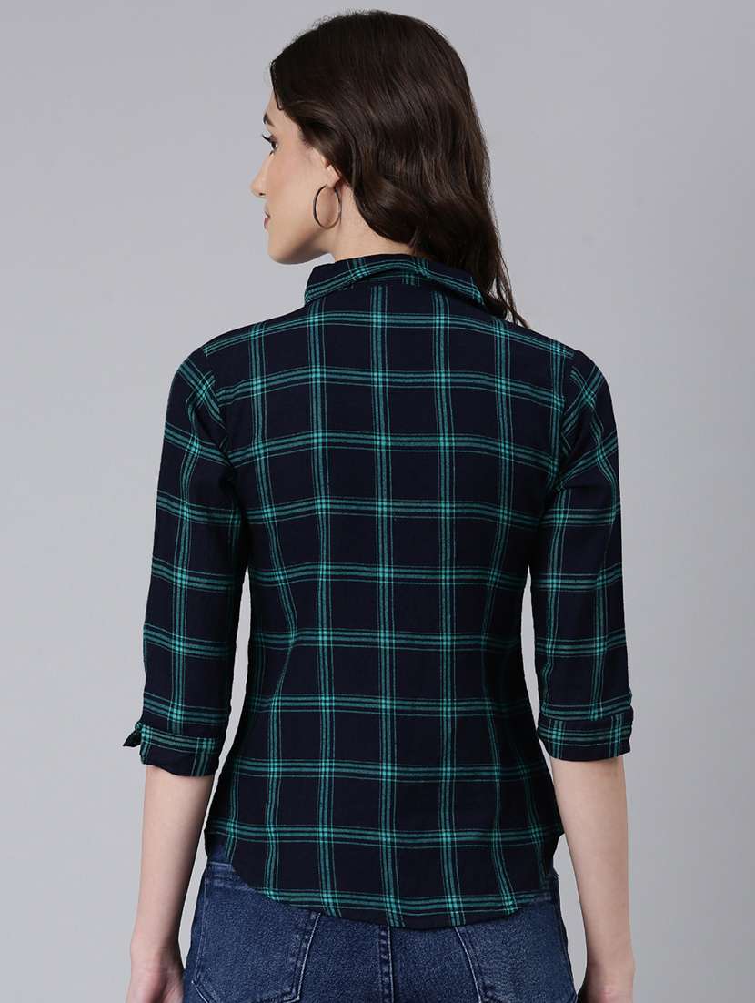 women multi color checkered cotton regular shirt - 20382922 - Standard Image - 2