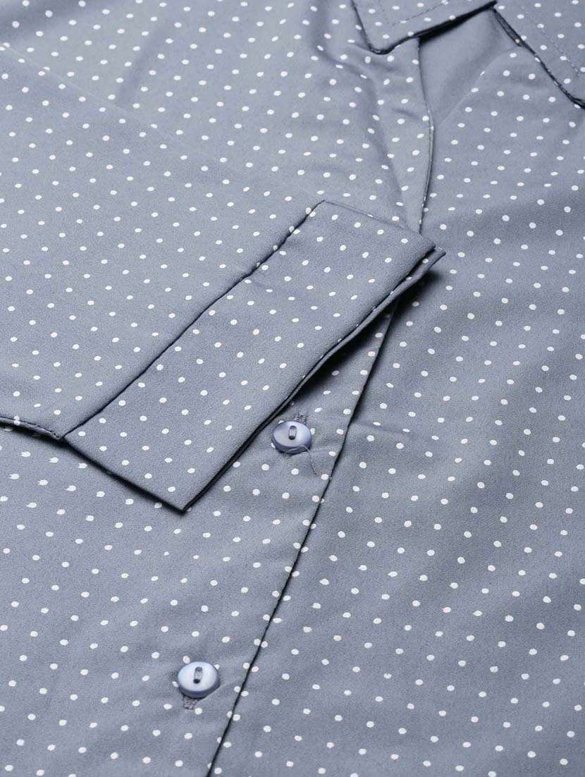 women grey polka dot cotton regular shirt - 20382933 -  Standard Image - 7
