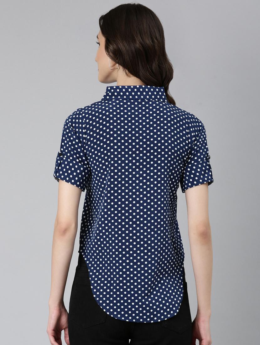 navy blue crepe regular shirt - 20382935 - Standard Image - 2