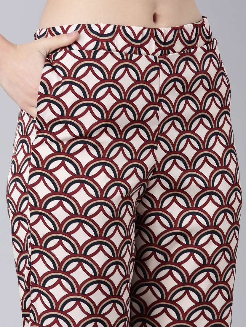 beige printed bottom and coat co-ord set - 20382946 - Standard Image - 7