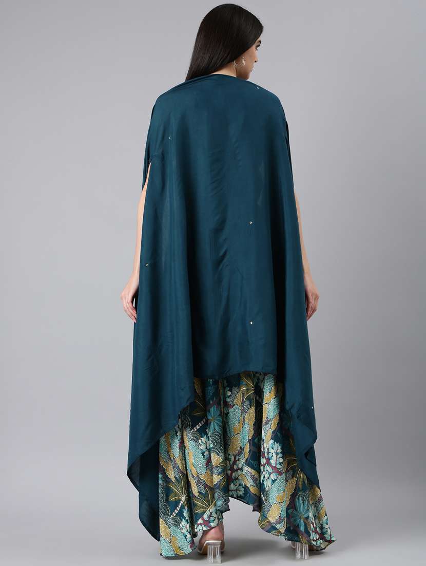 teal tropical print top and palazzos co-ord - 20382964 -  Standard Image - 2