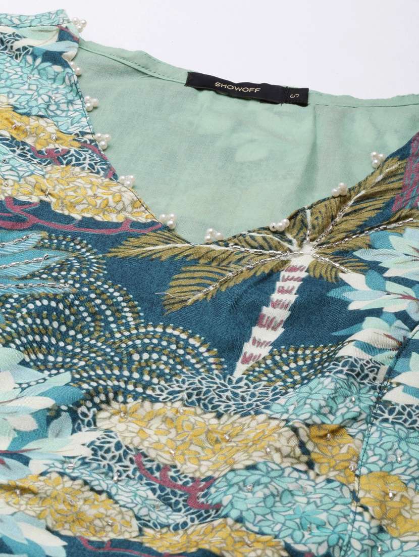 teal tropical print top and palazzos co-ord - 20382964 -  Standard Image - 7