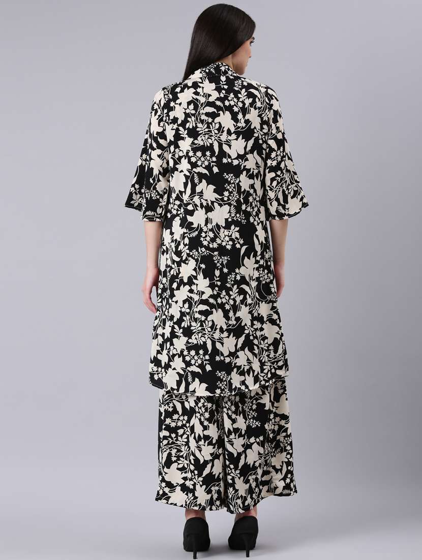black floral top and palazzos co-ord set - 20382967 -  Standard Image - 2