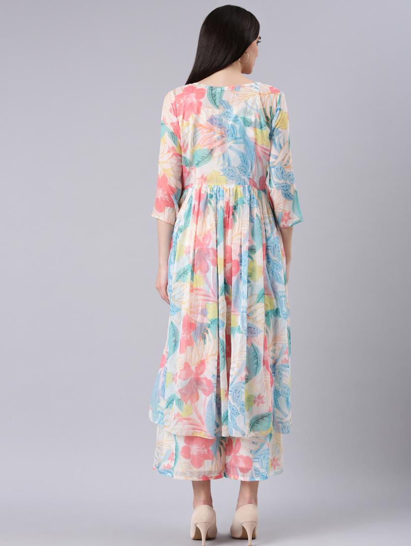 optic white tropical top and palazzos co-ord set - 20382970 - Standard Image - 2