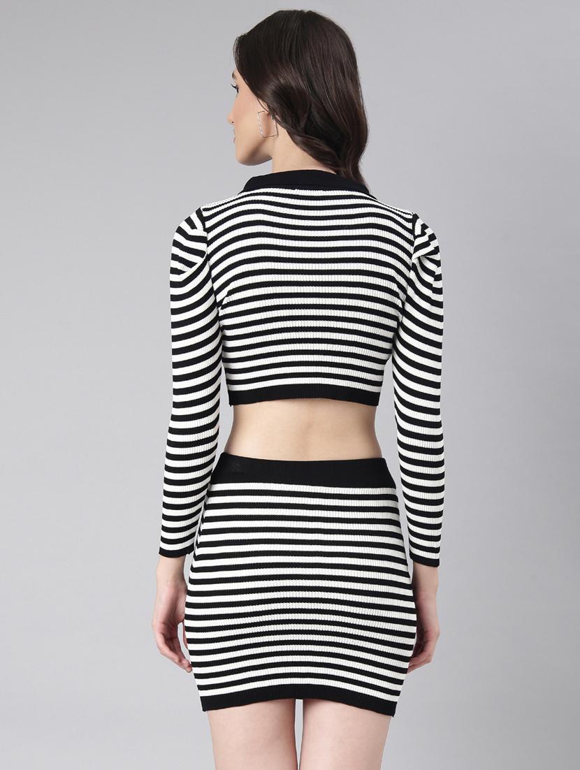 white stripes top and skirt co-ord set - 20382974 - Standard Image - 2