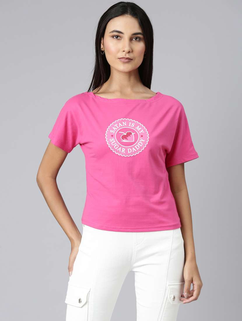 pink cotton regular tshirt