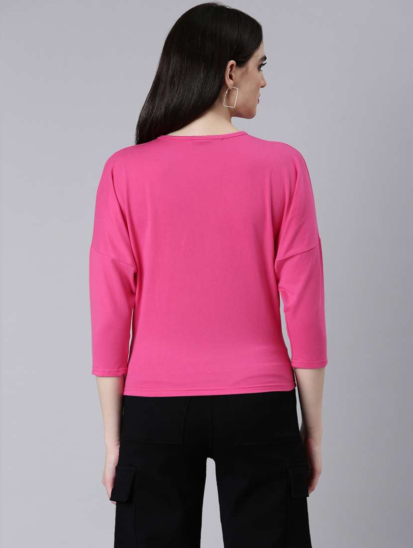 women's chest print round neck t-shirt - 20382985 -  Standard Image - 2