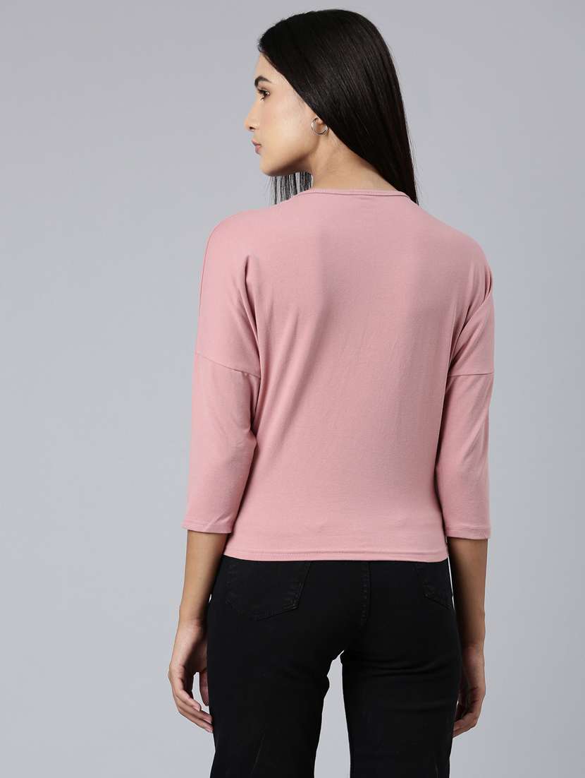 women's chest print round neck t-shirt - 20382987 -  Standard Image - 2