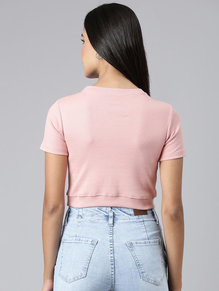 women's chest print v neck t-shirt - 20382991 - Standard Image - 2