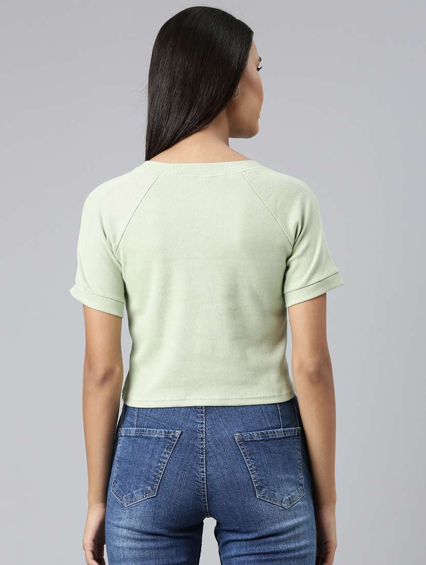 Women's Chest Print Round Neck T-shirt - 20382996 -  Standard Image - 2