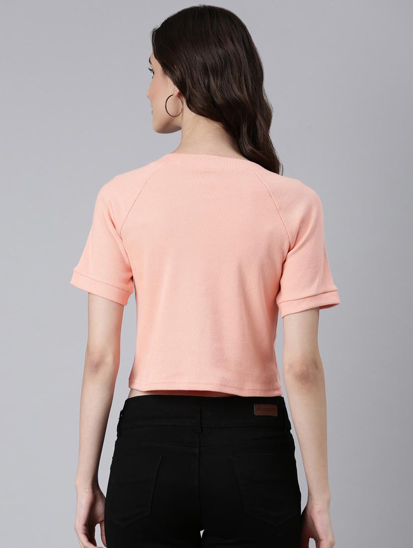 women's chest print round neck t-shirt - 20382997 - Standard Image - 2