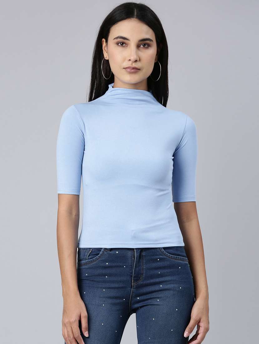 women's plain high neck t-shirt
