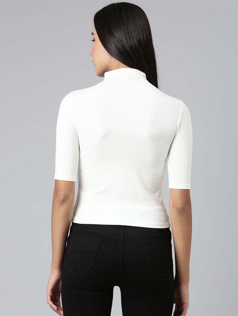 women's plain mock neck t-shirt - 20383003 - Standard Image - 2
