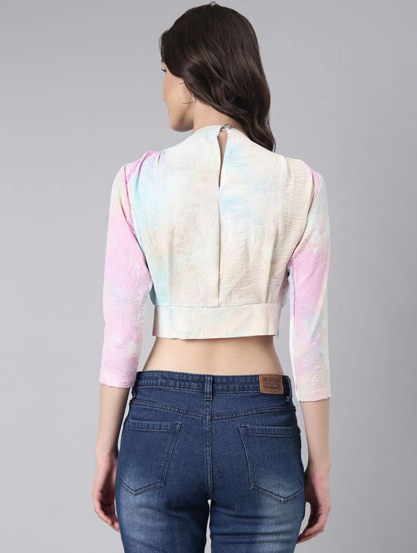 women multi color crepe blouson top - 20383022 -  Standard Image - 2
