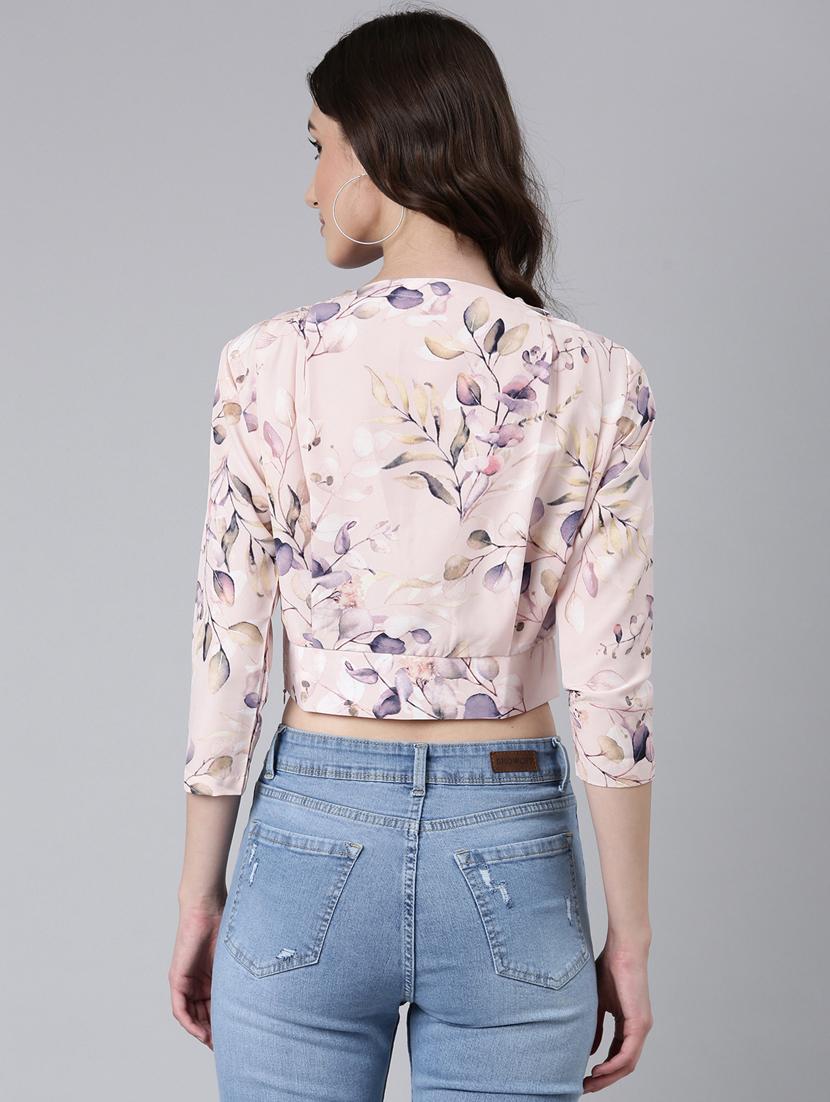 pink floral printed blouson top - 20383025 - Standard Image - 2