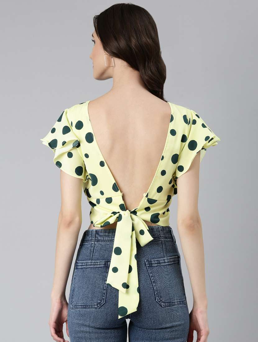 green polka dots blouson top - 20383034 -  Standard Image - 2