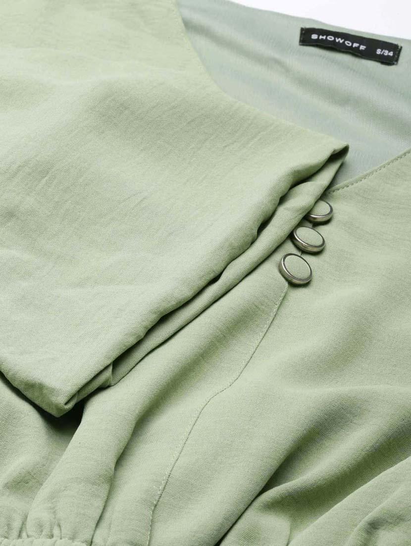 green solid blouson top - 20383050 - Standard Image - 7