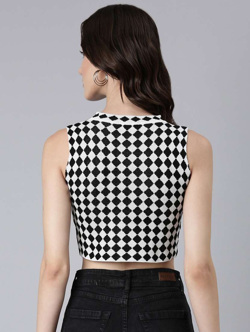 black acrylic crop top - 20383079 - Standard Image - 2